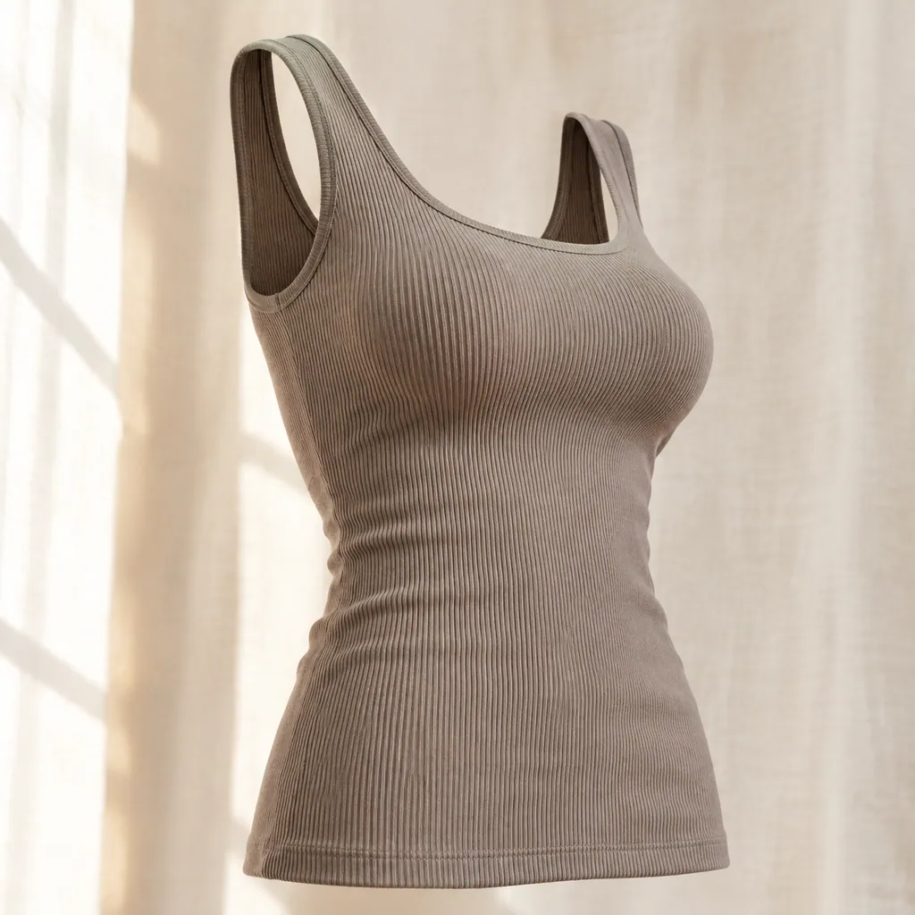 Customer photo: Devi Ribbed Tank Top worn by Cora
