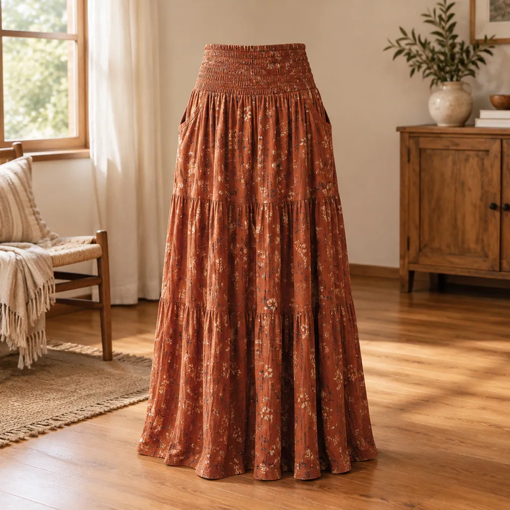 Customer photo: Juno Printed Maxi Skirt worn by Nia
