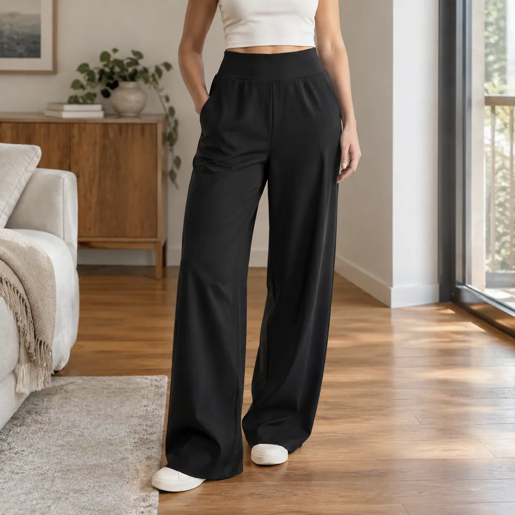 Customer photo: Kala Wide Leg Comfort Trouser worn by Dara