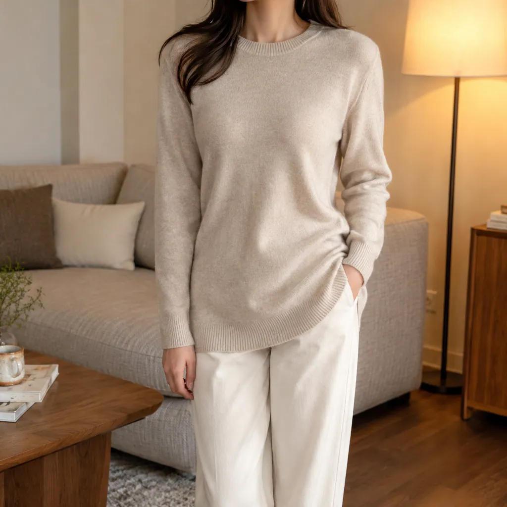 Customer photo: Lyra Merino Crew Sweater worn by Bethan